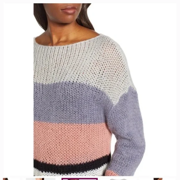 Lucky Brand Women's Striped Colorblock Sweater - Pink, Blue, White, and Black - Picture 6 of 6
